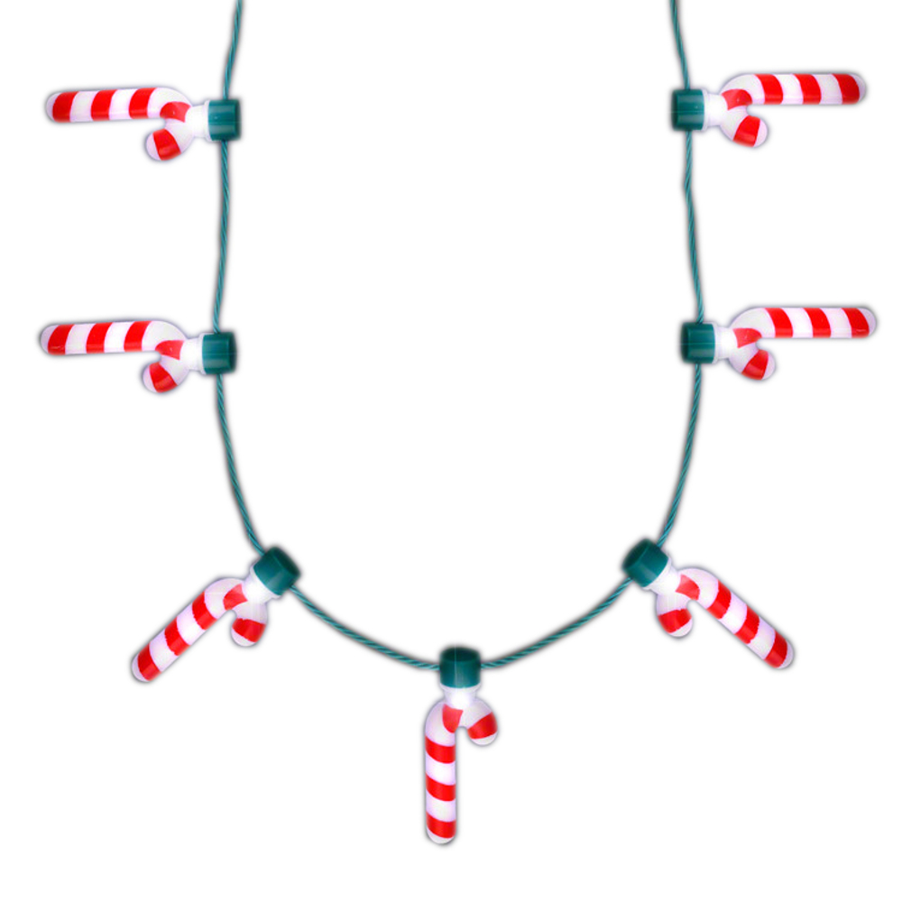 Light Up Seven Candy Cane Charms Christmas Necklace