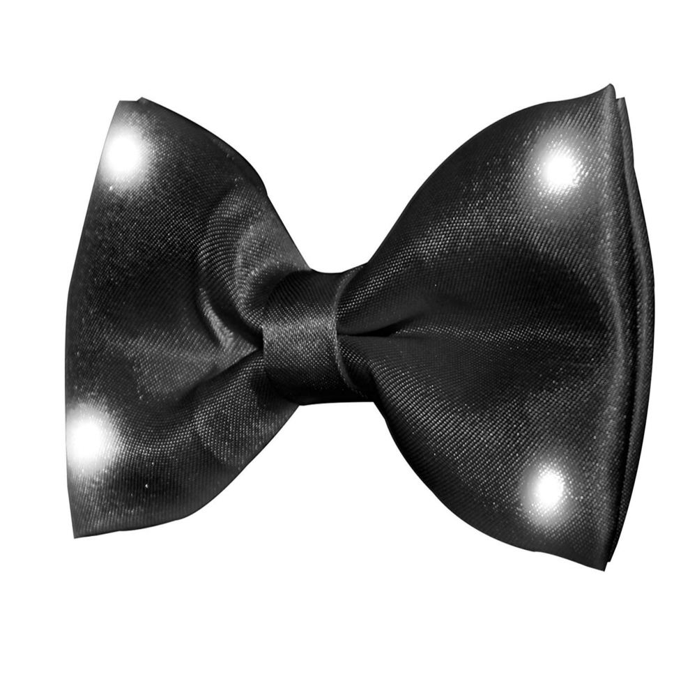 Black Bow TIE with White LED Lights