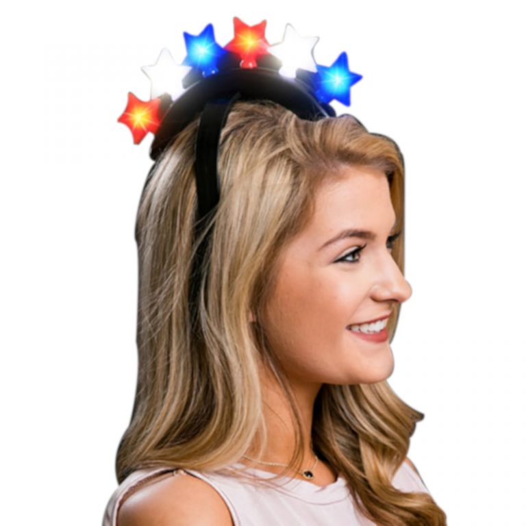 Blinkee LLCH-RWB Six Stars Light Up LED Mohawk Headband, Red, White ...