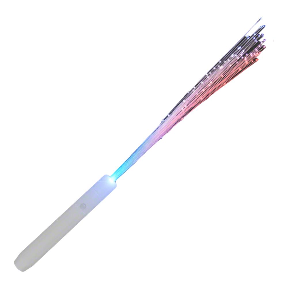 Patriotic White Fiber Optic Wand with Red White Blue LEDs