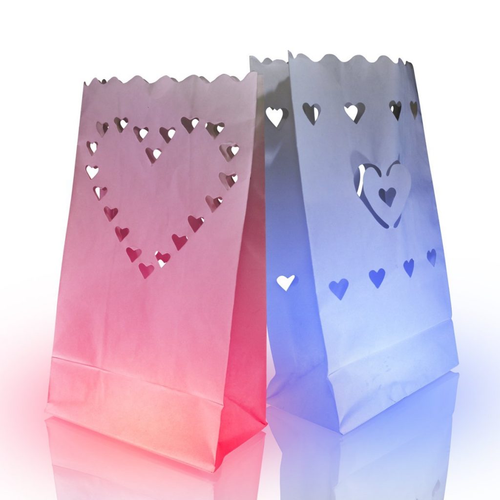 1 Unit Luminary Bags with Heart Designs