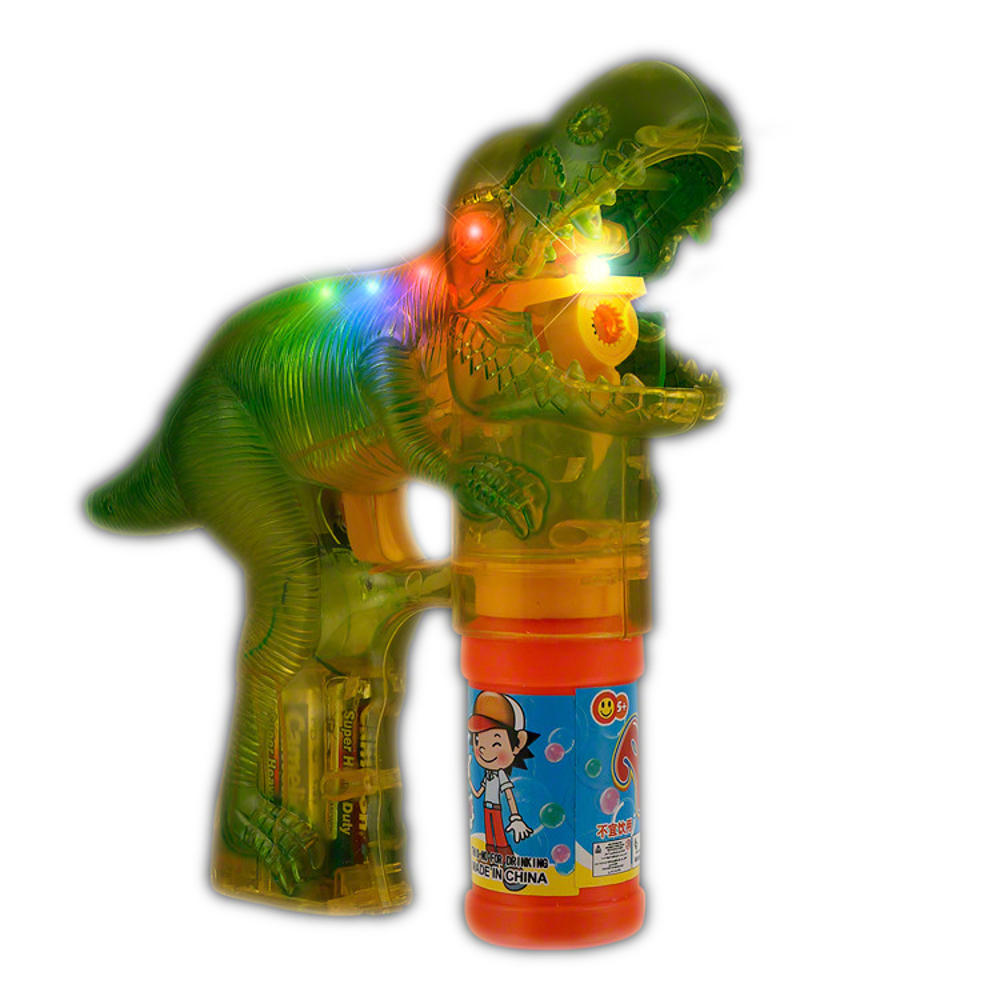 Hoovy Dinosaur Bubble Gun Blower Shooter Light Up LED Flashing Lights Plays S...
