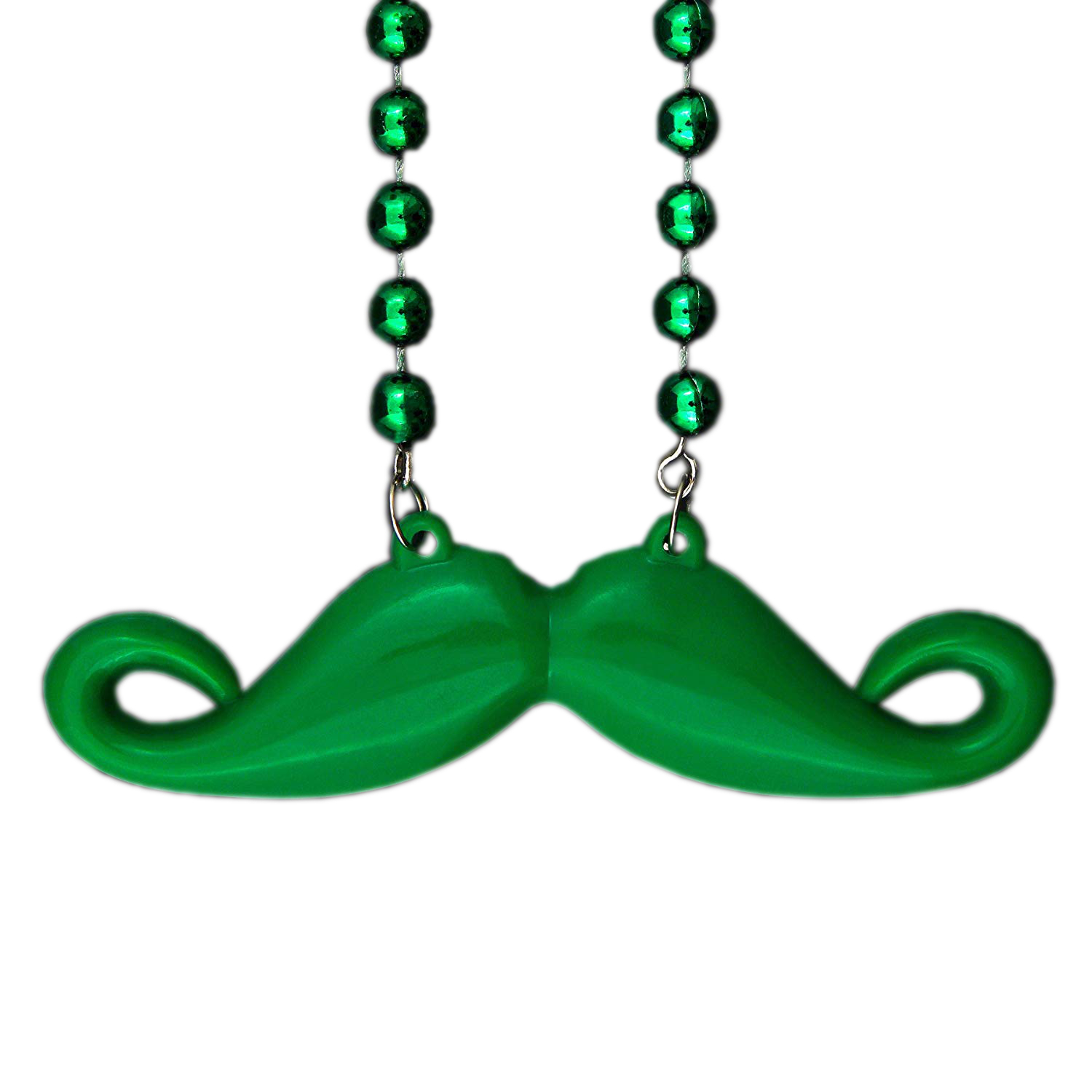 Funky Mustache Beaded Necklace Green Pack of 12