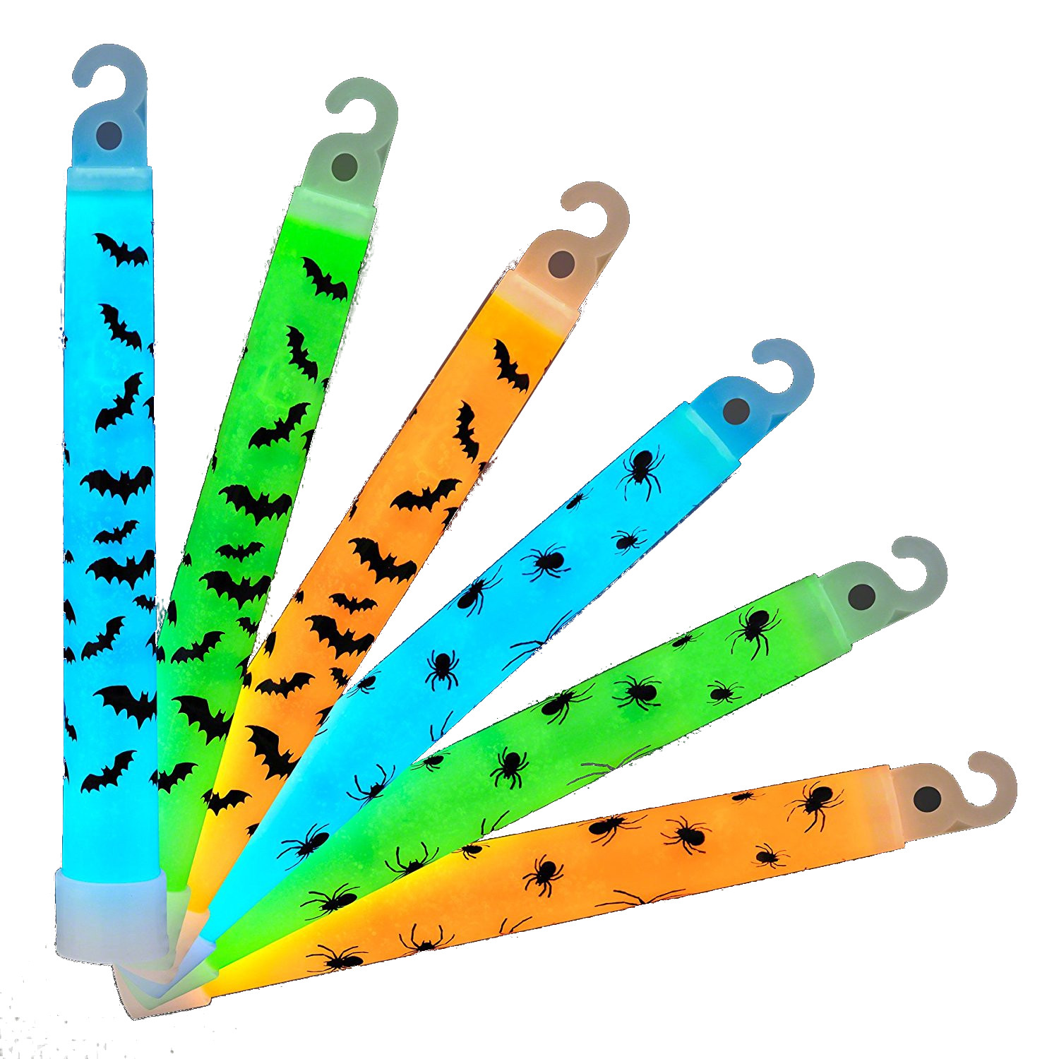 Halloween Spiders and Bats 6 Inch GLOW STICKs Pack of 25