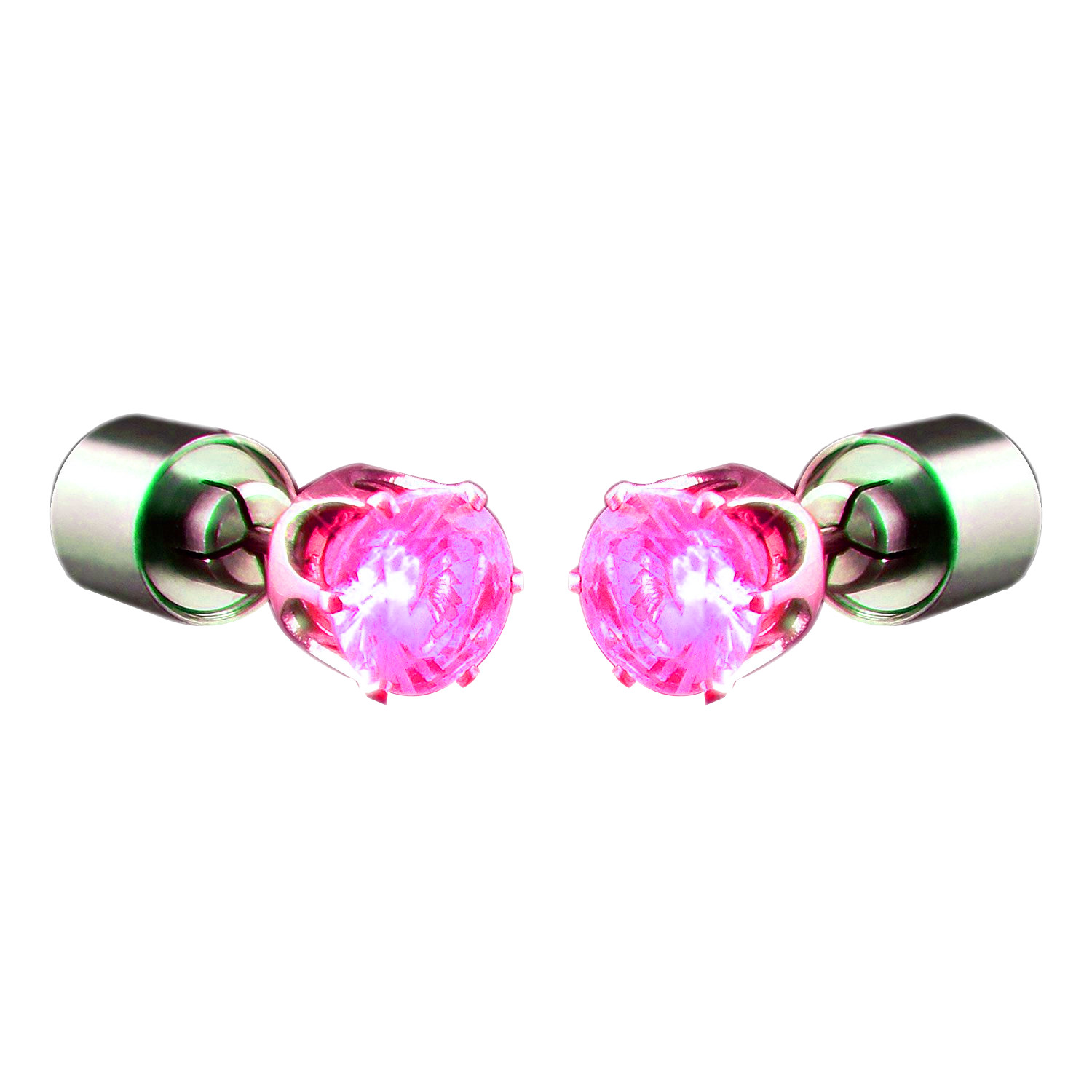 LED Faux Diamond Pierced Earrings Pink