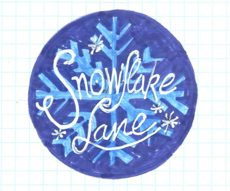 Snowflake Lane Flashing Blinky Pin Design Sketch