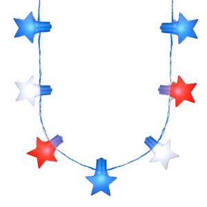 Jumbo Stars Red White and Blue LED String Lights Necklace for 4th of July