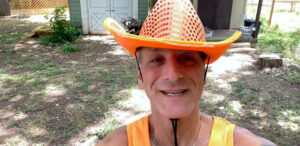 LED Flashing Cowboy Hat With Orange Sequins