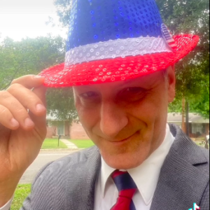 Light up USA flashing Fedora with Red White and Blue Sequins