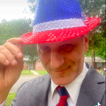 Light up USA flashing Fedora with Red White and Blue Sequins