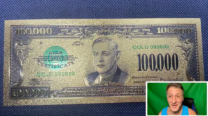 One Hundred Thousand US Dollars 24K Gold Plated Fake Banknotes