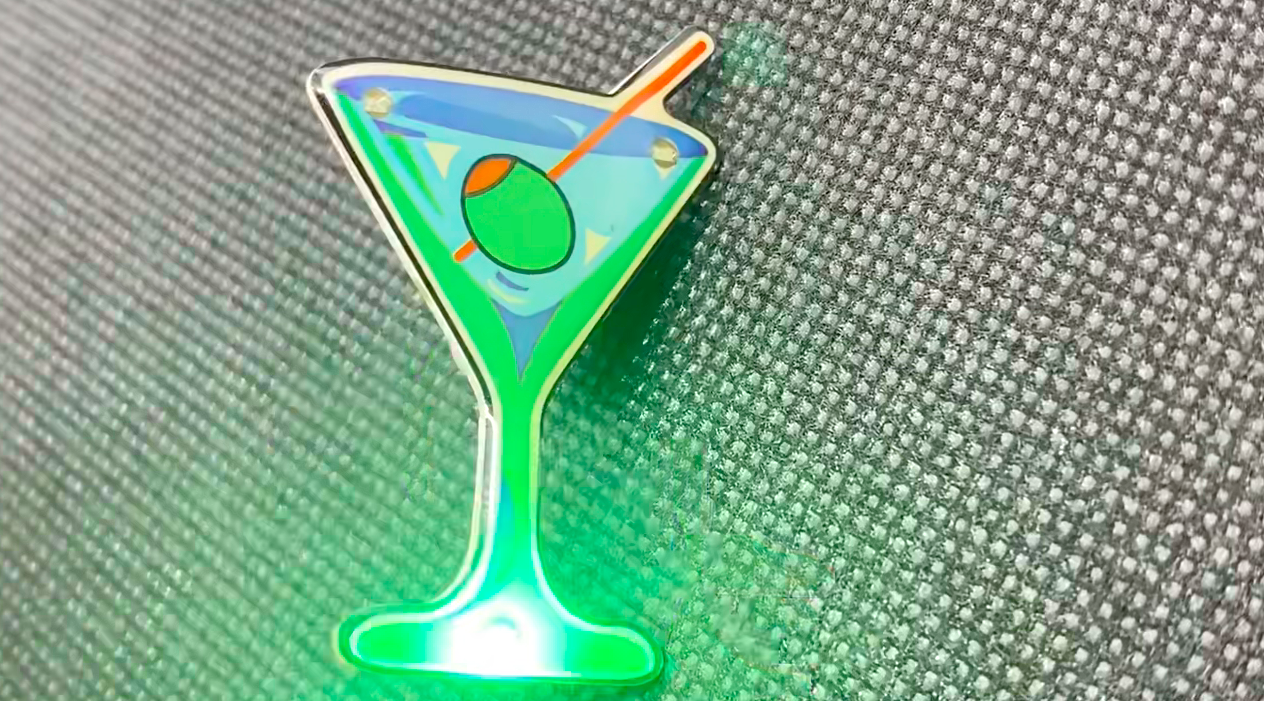Well Martini Flashing Body Light Lapel Pins