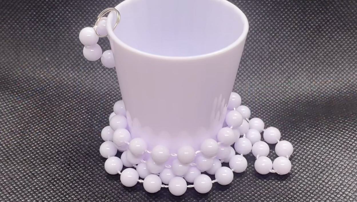 Non Light Up White Shot Glass on White Beaded Necklaces