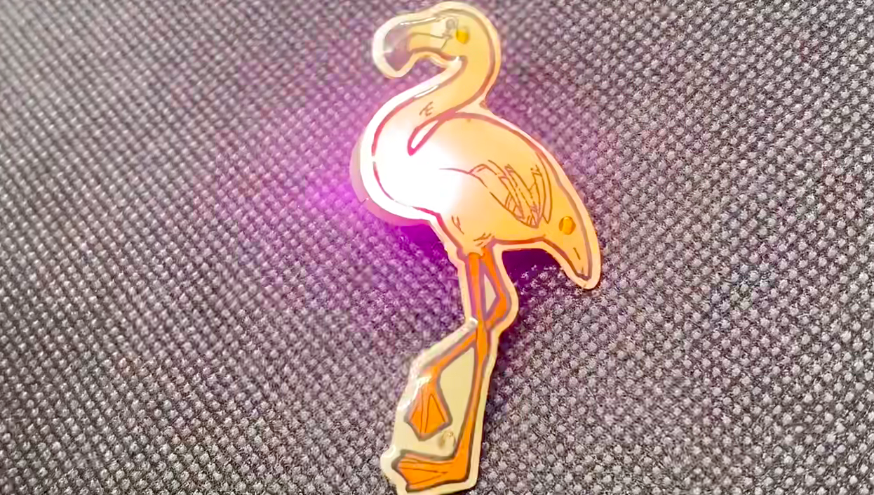 Flamingo Flashing Body Light Lapel Pins