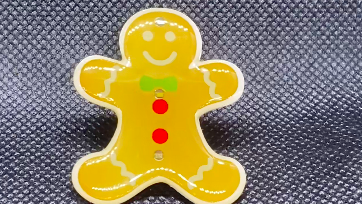 Gingerbread Man Christmas Flashing Blinky Body Light Lapel Pin