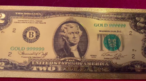 2 Dollar Commemorative Premium Replica Money Bill 24k Gold Plated Fake Currency Banknote