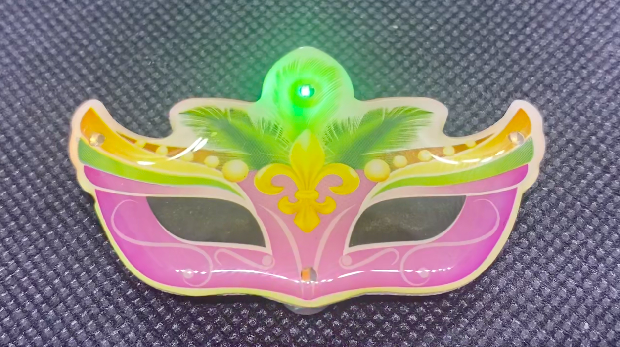 New Orleans Mardi Gras Mask Flashing Body Light Lapel Pin