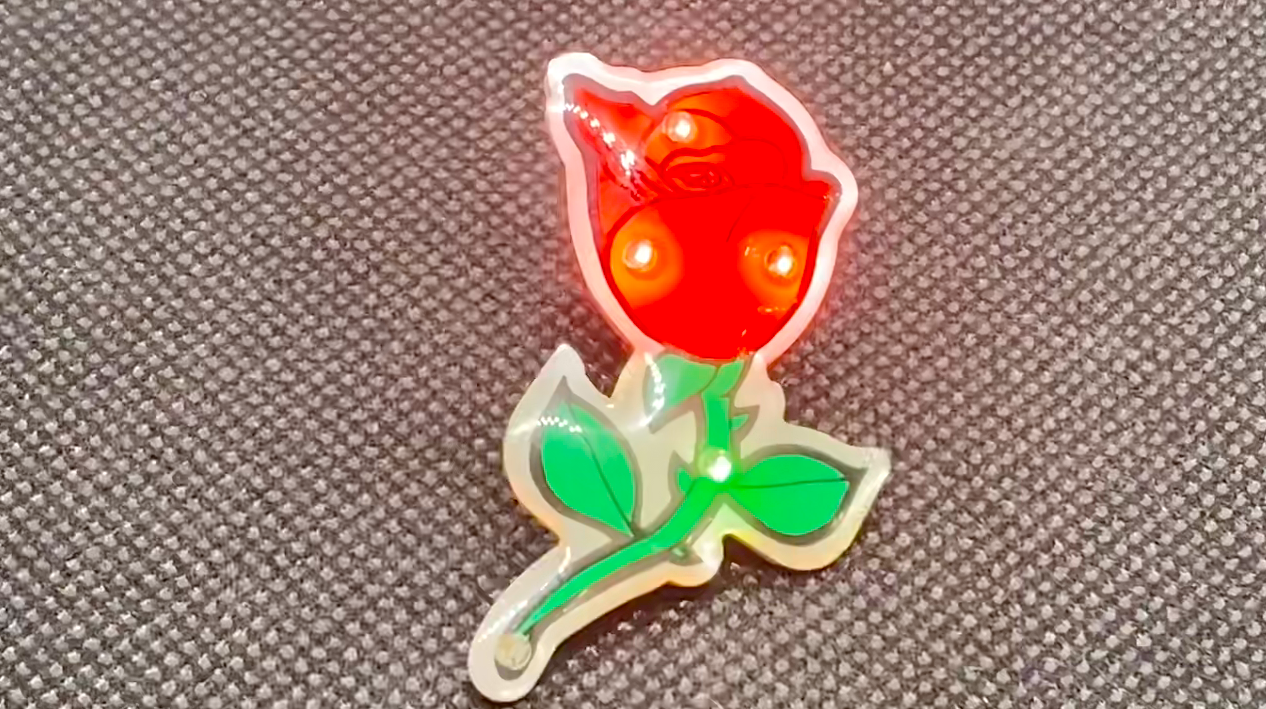 Rose Flashing Body Light Lapel Pins