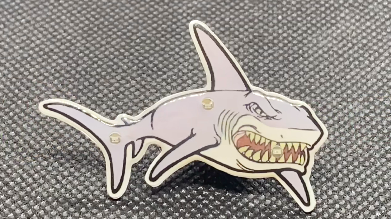 Shark Flashing Body Light Lapel Pins