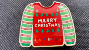 Light Up Christmas Merry Christmas Sweater Stripes Body Light Pin