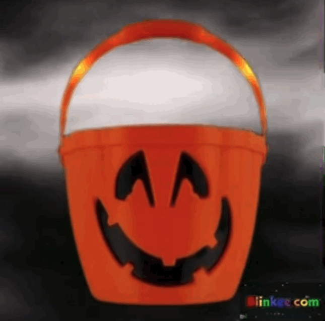 Pumpkin Jack O Lantern Candy Bucket Flashing Handle