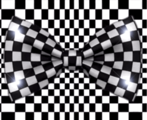 Black and White Checkered Bow Tie with White LED Lights