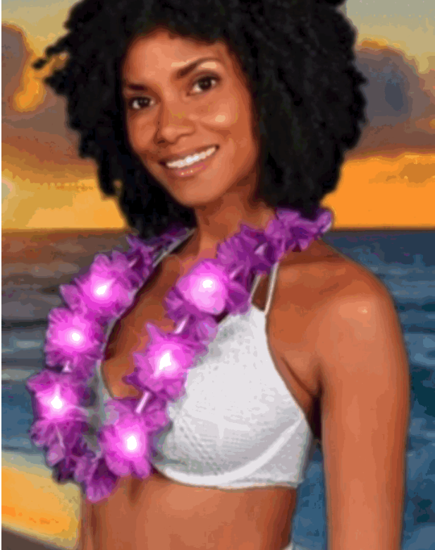 Light Up Hawaiian Flower Lei Necklace Purple