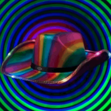 LED Multicolor Lights Metallic Shine Rainbow Space Pride Cowboy Hat