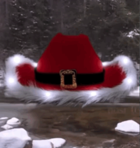 LED Flashing Christmas Cowboy Red Santa Clause Western Holiday Hat