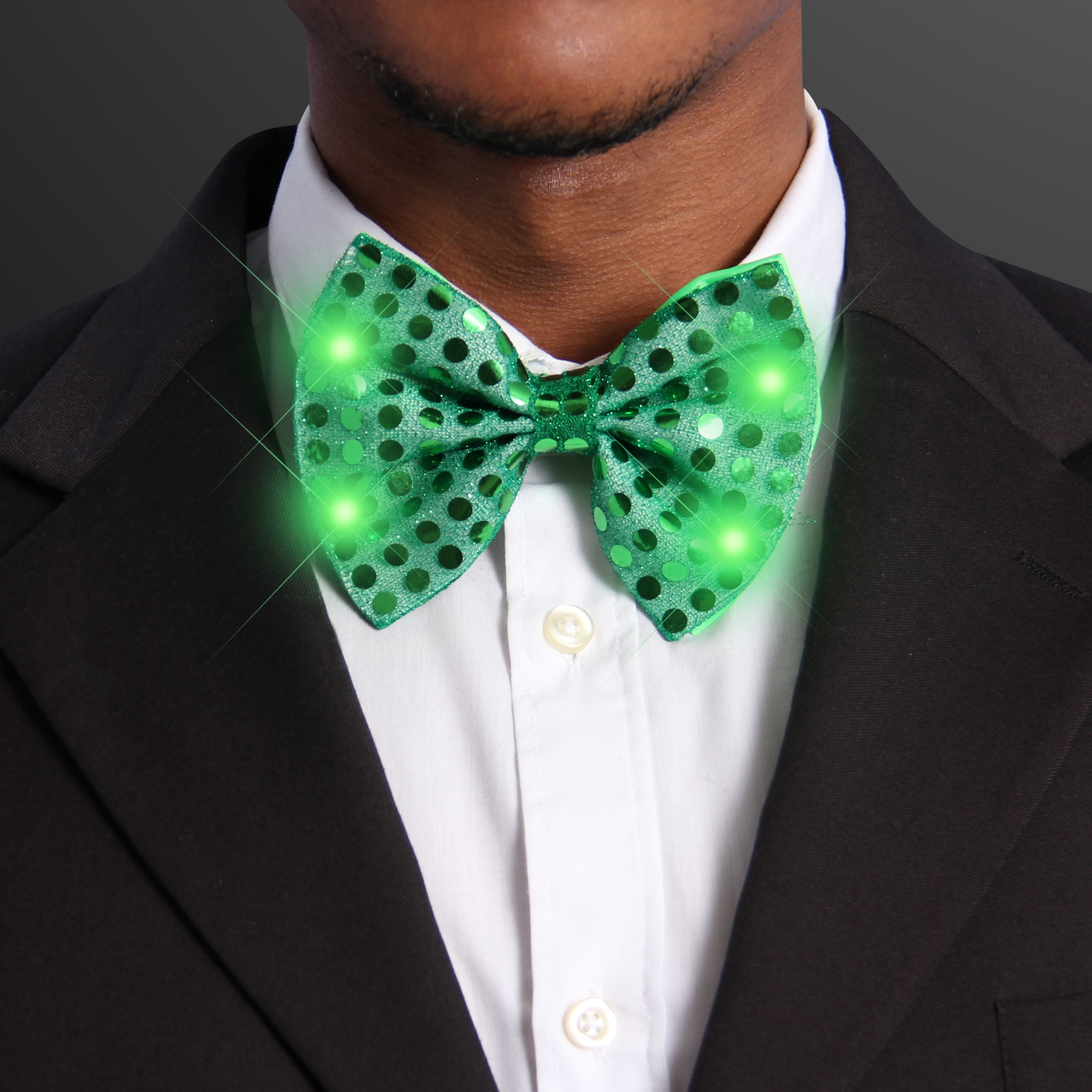 Green Bow Tie with Green LED Lights