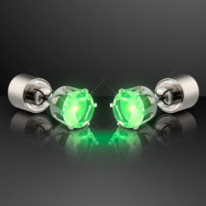 LED Faux Diamond Pierced Earrings Green