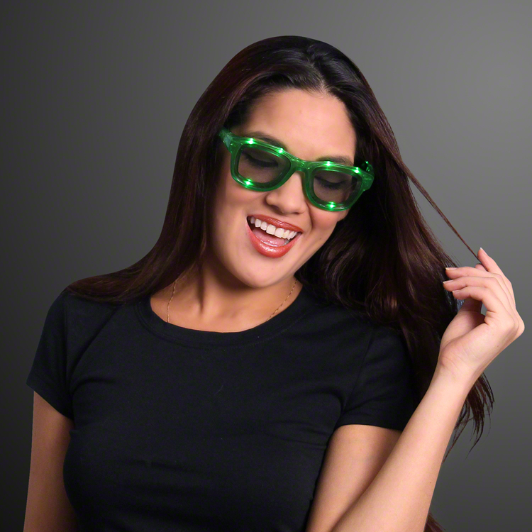 Green LED Nerd Glasses