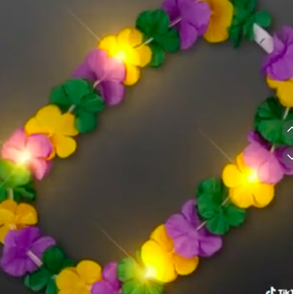Light Up Hawaiian Flower Lei Necklace Mardi Gras