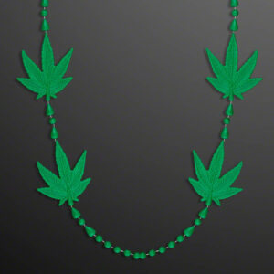 Unlit 4 Charm Pot Leaf Opaque Green Necklace Pack of 12