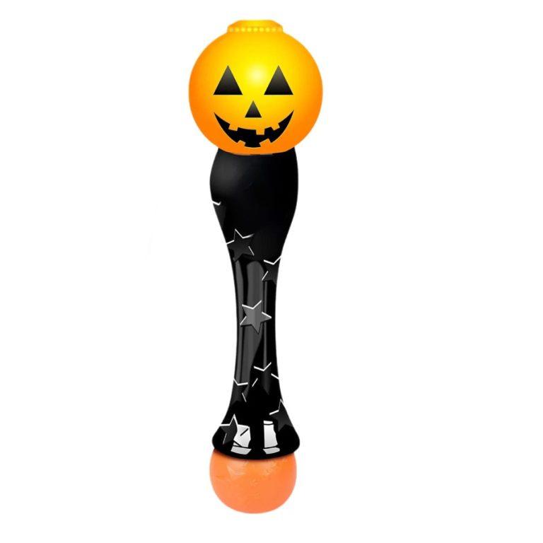 15 Inch Light Up Jack-O-Lantern Pumpkin Bubble Wand for Halloween Bubble Solution Included