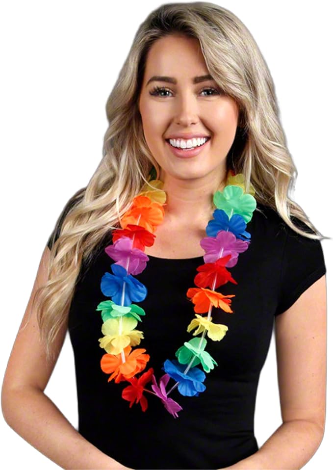 Hawaiian Flower Lei Necklace Rainbow