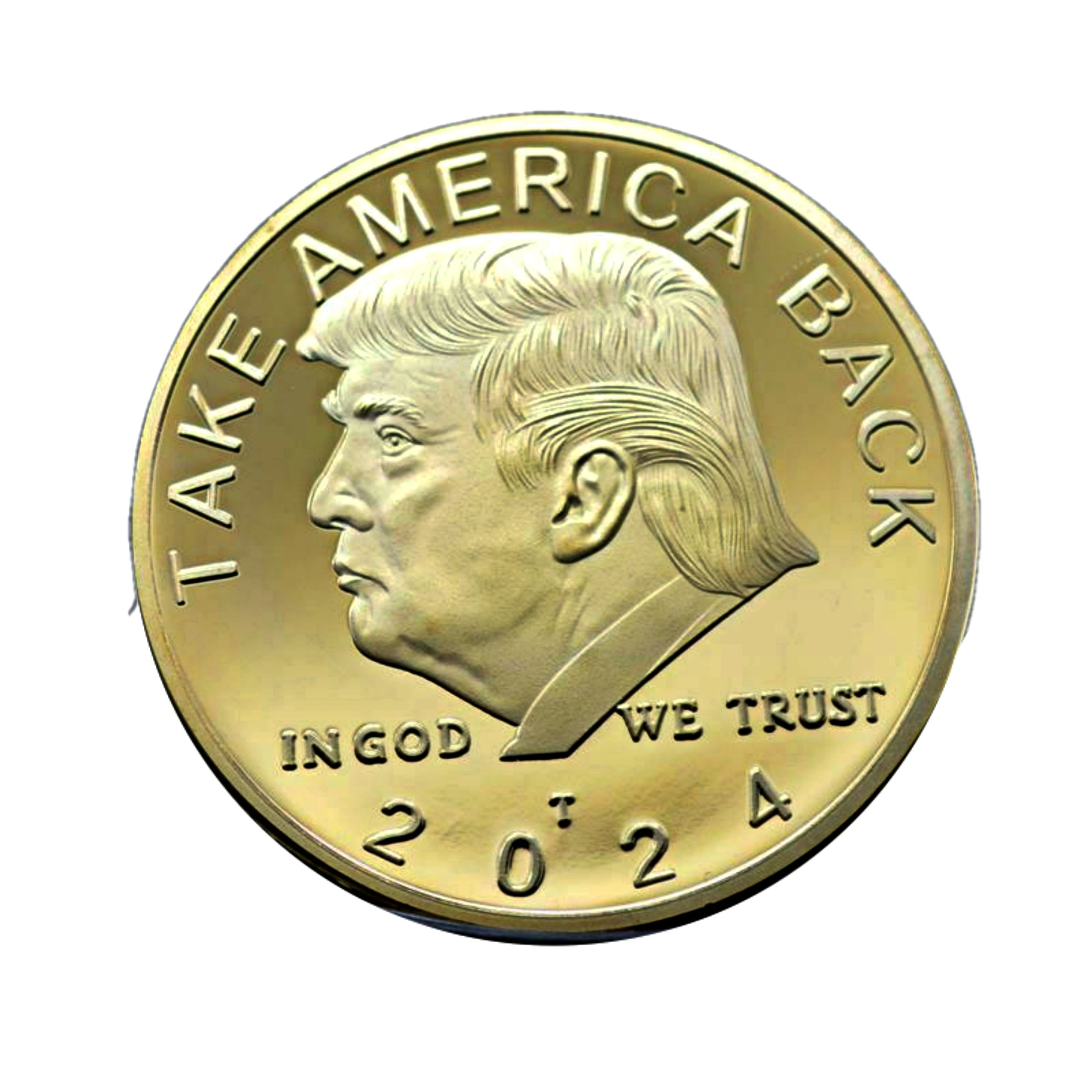 2024 TAKE AMERICA BACK Commander in Chief Donald Trump Gold on Gold Plated Collectible Coin