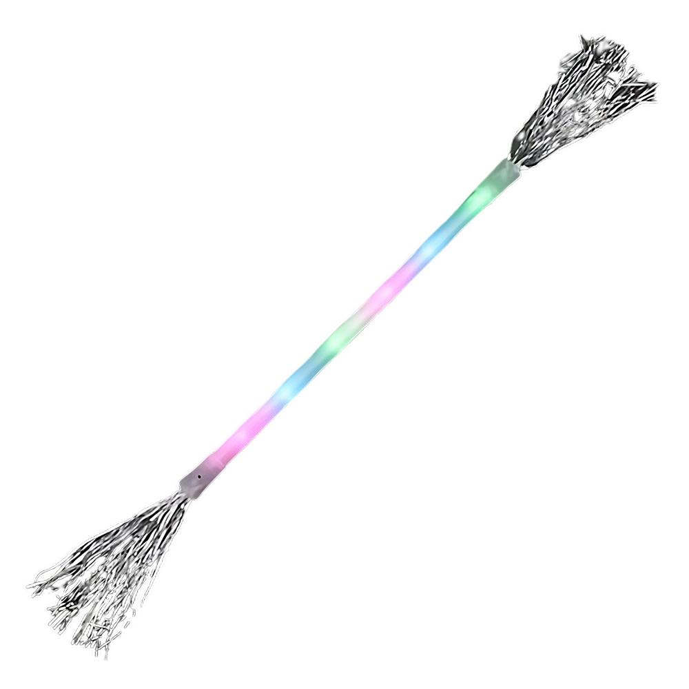 Light Up Twirling Baton Wand with Silver Tinsel