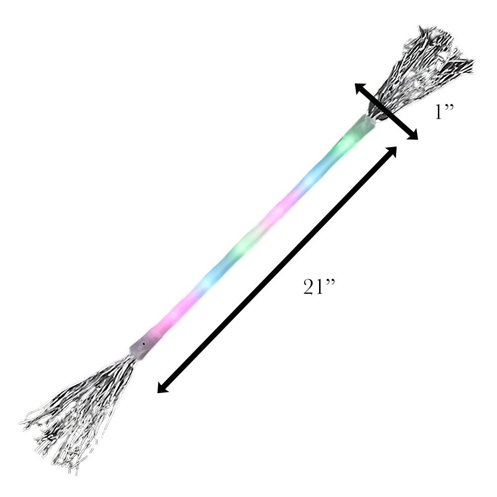 Light Up Twirling Baton Wand with Silver Tinsel