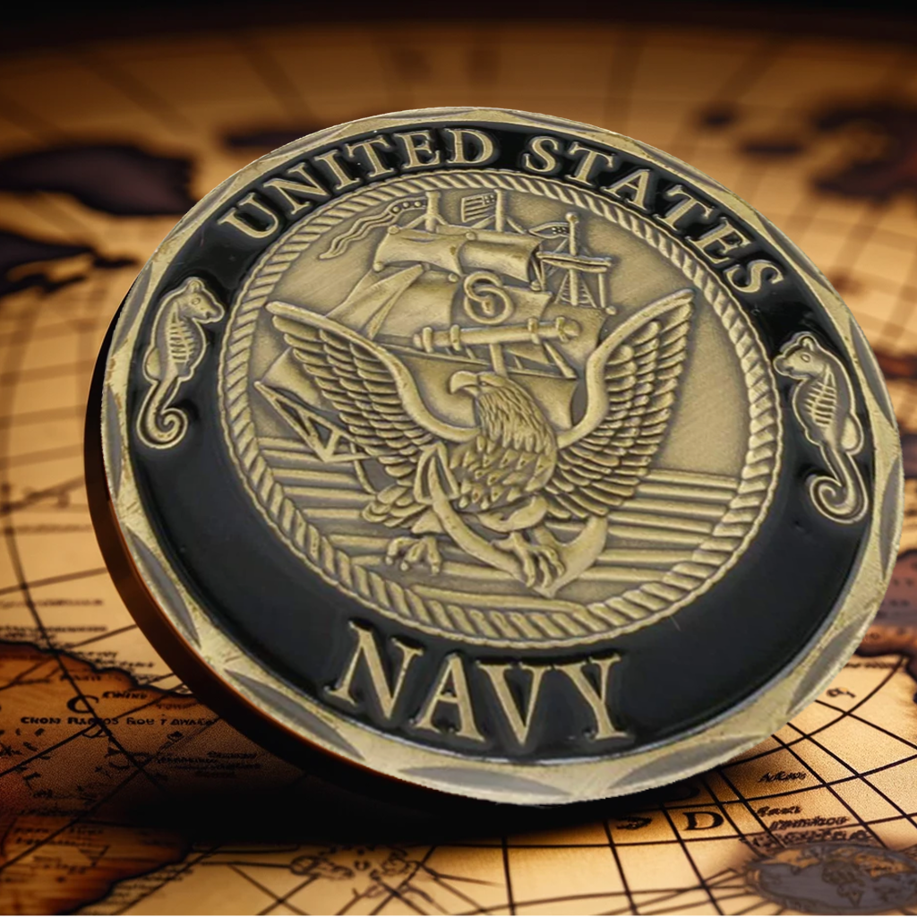US Navy Crossing The Line Shellback Bronze Challenge Coin