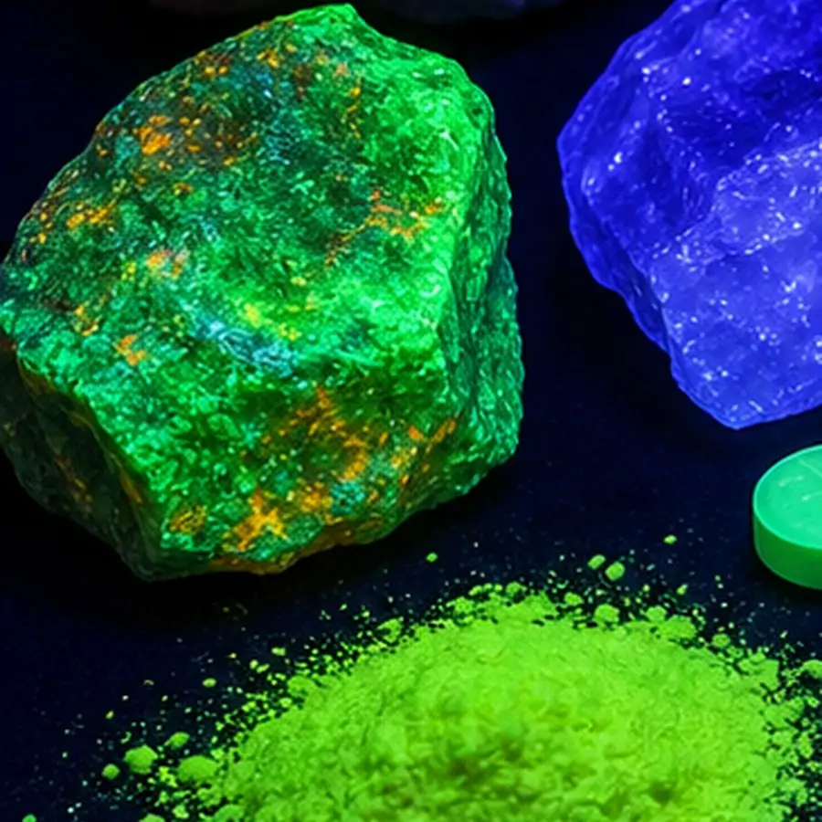 fluorescent materials glowing under black light