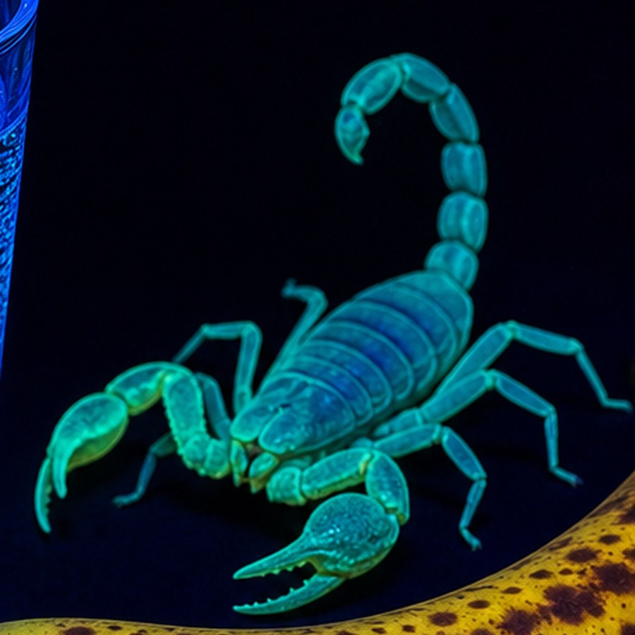 scorpion glowing under black light