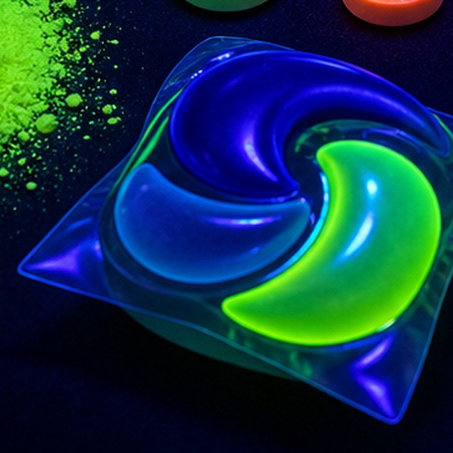 laundry detergent glowing under UV black light