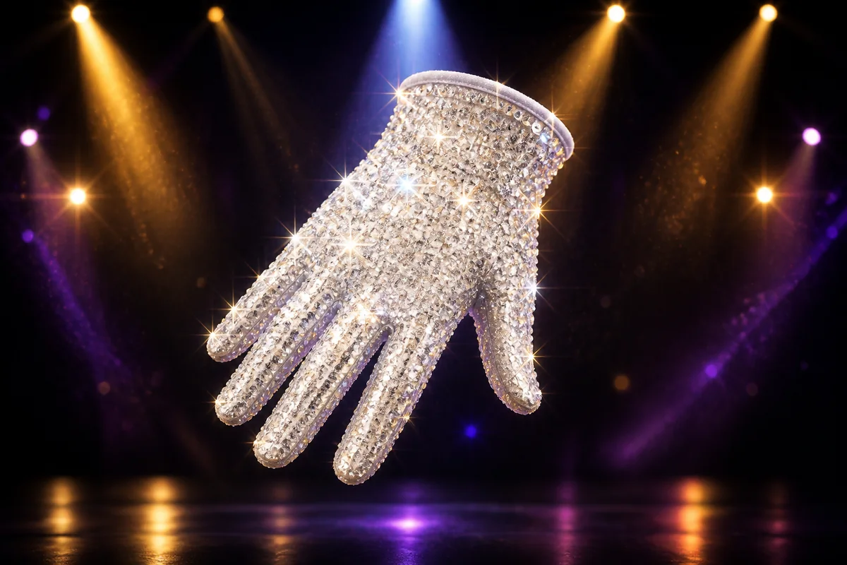 Michael Jackson style sequin glove sparkling under stage lights
