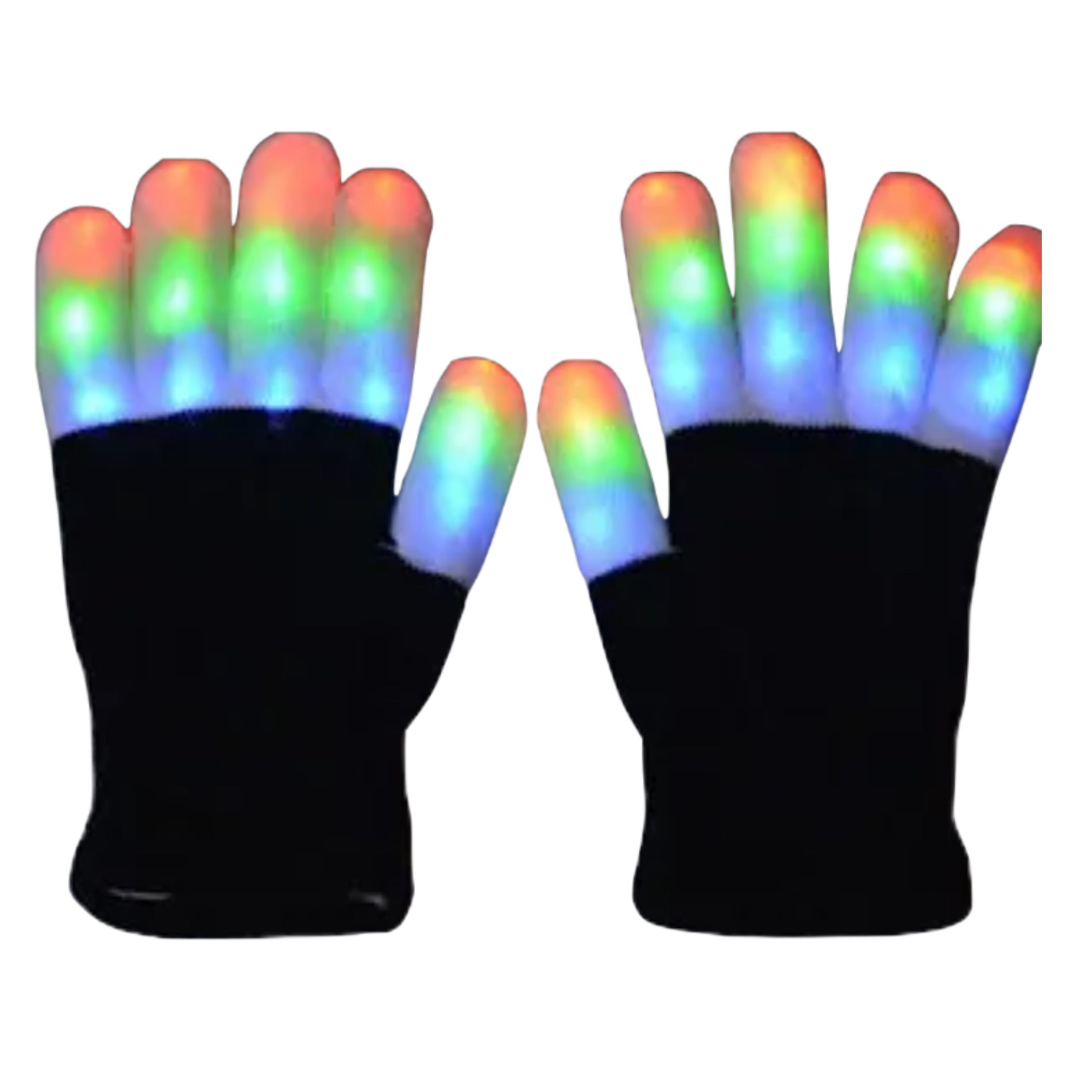 Black and White Gloves with Multicolor LED Fingers All Products