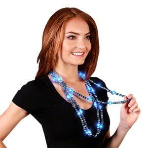 Brilliant Blue LED Bead Necklace 4th of July