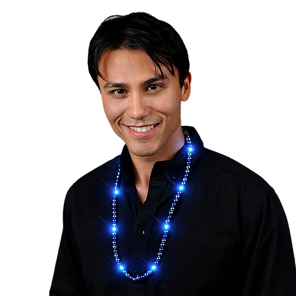 Brilliant Blue LED Bead Necklace 4th of July 5
