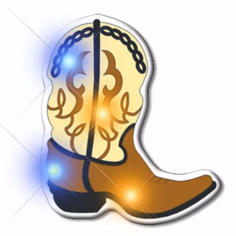 Brown Cowboy Boot Flashing Body Light Lapel Pins All Body Lights and Blinkees 3