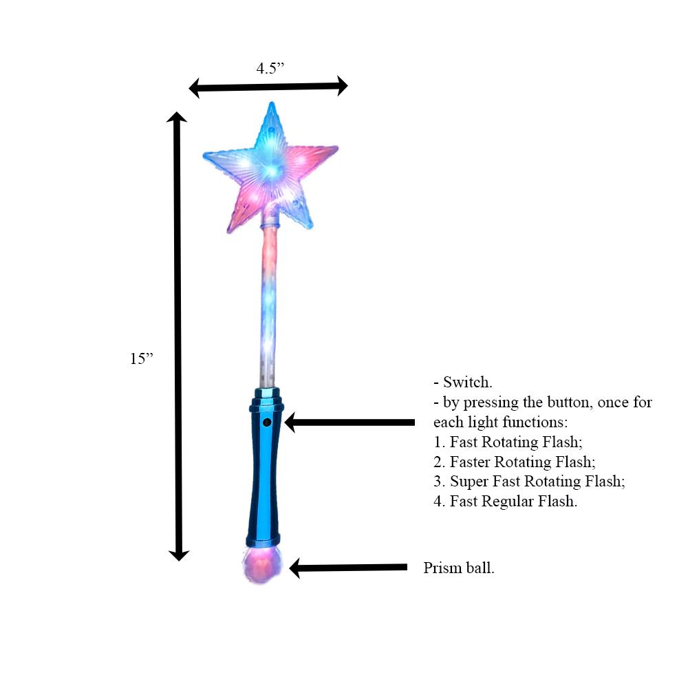 Crystal Star Wand with Red White and Blue LEDs 4th of July 6