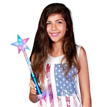 Crystal Star Wand with Red White and Blue LEDs 4th of July Wands